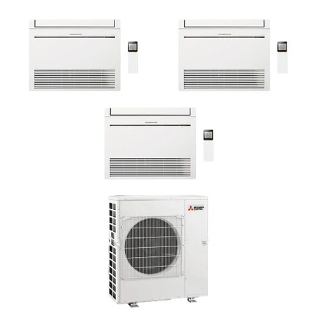 Immagine di Mitsubishi MFZ-KT Console Climatizzatore a pavimento trial split inverter Wi-Fi bianco | unità esterna R32 12 kW unità interne 9000+9000+9000 BTU MXZ-6F120VF+MFZ-KT[25|25|25]VGK