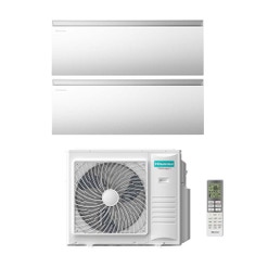Immagine di Hisense AIR MASTER Climatizzatore a parete dual split inverter Wi-Fi bianco | unità esterna R32 10 kW unità interne 12000+18000 BTU 5AMW105U4RQC+QK[35]WM0AG+QK[50]FM0AG