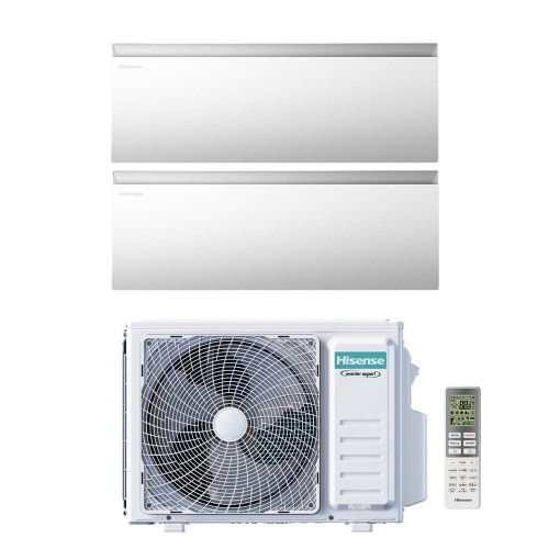 Immagine di Hisense AIR MASTER Climatizzatore a parete dual split inverter Wi-Fi bianco | unità esterna R32 4.1 kW unità interne 9000+9000 BTU 2AMW42U4RGC+QK[25|25]WM0AG