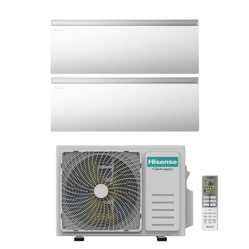 Immagine di Hisense AIR MASTER Climatizzatore a parete dual split inverter Wi-Fi bianco | unità esterna R32 5 kW unità interne 9000+9000 BTU 2AMW52U4RXC+QK[25|25]WM0AG