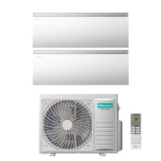 Immagine di Hisense AIR MASTER Climatizzatore a parete dual split inverter Wi-Fi bianco | unità esterna R32 7 kW unità interne 9000+9000 BTU 3AMW72U4RJC+QK[25|25]WM0AG