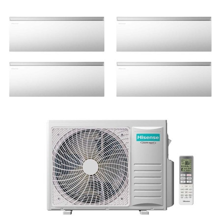 Immagine di Hisense AIR MASTER Climatizzatore a parete quadri split inverter Wi-Fi bianco | unità esterna R32 8 kW unità interne 9000+9000+9000+9000 BTU 4AMW81U4RJC+QK[25|25|25|25]WM0AG