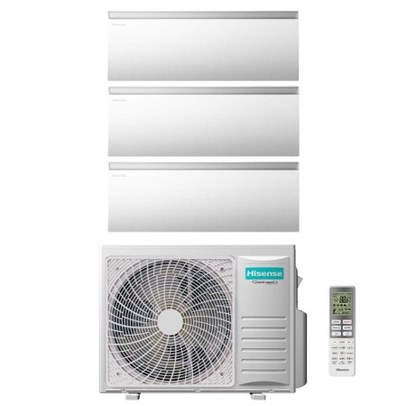 Immagine di Hisense AIR MASTER Climatizzatore a parete trial split inverter Wi-Fi bianco | unità esterna R32 6.3 kW unità interne 9000+9000+9000 BTU 3AMW62U4RJC+QK[25|25|25]WM0AG