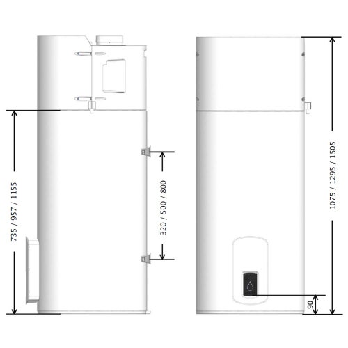 Immagine di Atlantic CALYPSO ACCESS 85 R290 scaldabagno a pompa di calore da 85 litri, compatto ad alta efficienza, connettività Wi-Fi 851462