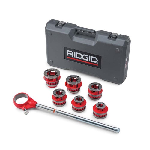 Immagine di Ridgid 12-R Set di filiere a cricco 1/2 - 2", comprese di teste portapettini, cricco, impugnatura del cricco e pettini in lega 65255