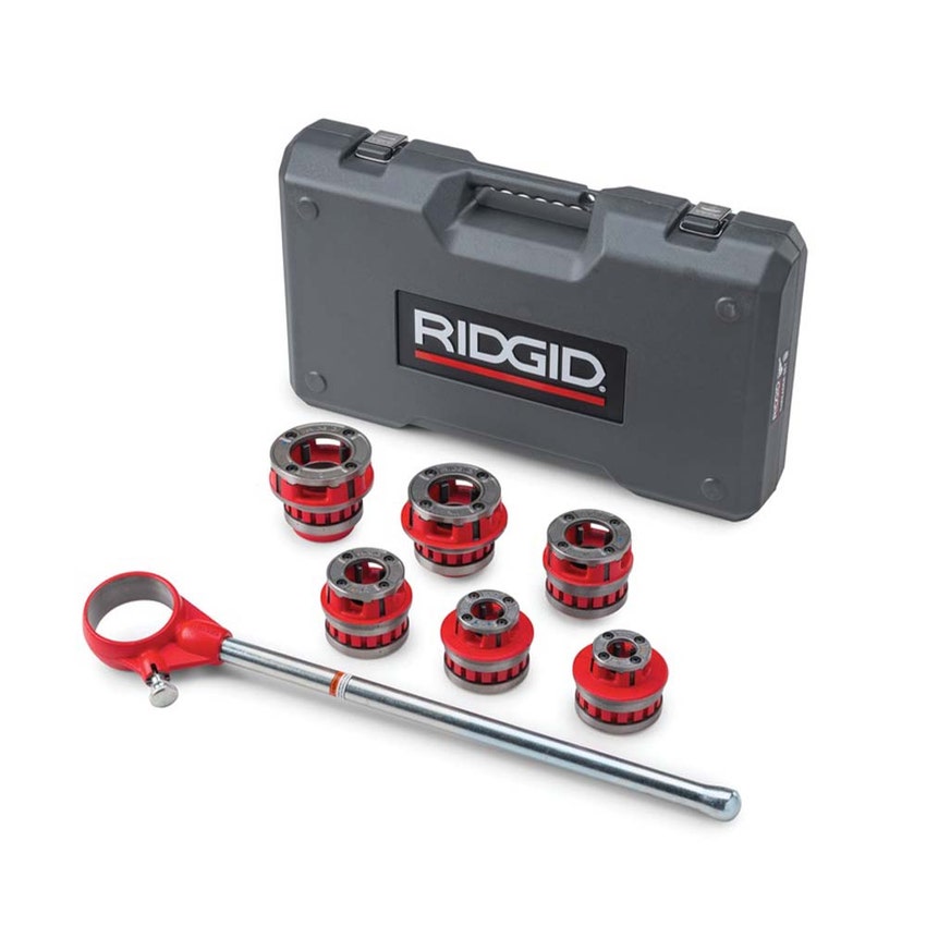 Immagine di Ridgid 12-R Set di filiere a cricco 1/2 - 2", comprese di teste portapettini, cricco, impugnatura del cricco e pettini in lega 65255
