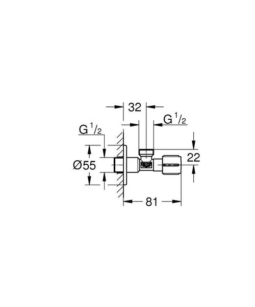 Immagine di Grohe Rubinetto a squadra da 1/2" x 1/2", finitura cromo 22041001