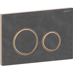 Immagine di Geberit SIGMA50 placca di comando per risciacquo a due quantità, piastra base e anelli di design finitura oro rosso, placca di copertura e tasti finitura ardesia mustang 115.650.JM.1