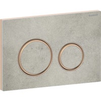 Immagine di Geberit SIGMA50 placca di comando per risciacquo a due quantità, piastra base e anelli di design finitura oro rosso, placca di copertura e tasti finitura effetto cemento 115.650.JV.1