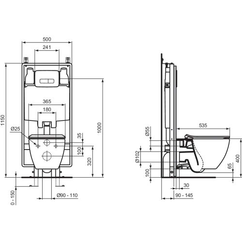 Immagine di Ideal Standard PROSYS 80 modulo installazione wc con regolazione di fabbrica a 6/3 litri per cartongesso R014367