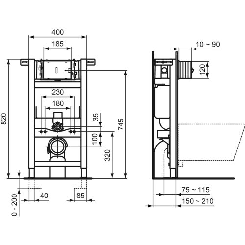 Immagine di Ideal Standard PROSYS 150 modulo installazione wc per cartongesso R009067