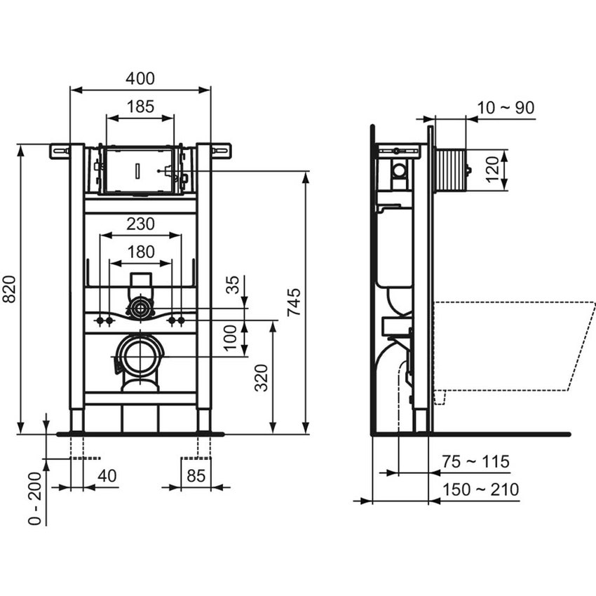 Immagine di Ideal Standard PROSYS 150 modulo installazione wc per cartongesso R009067