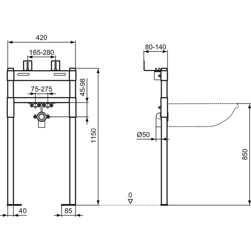Immagine di Ideal Standard PROSYS modulo installazione lavabo per cartongesso R020767