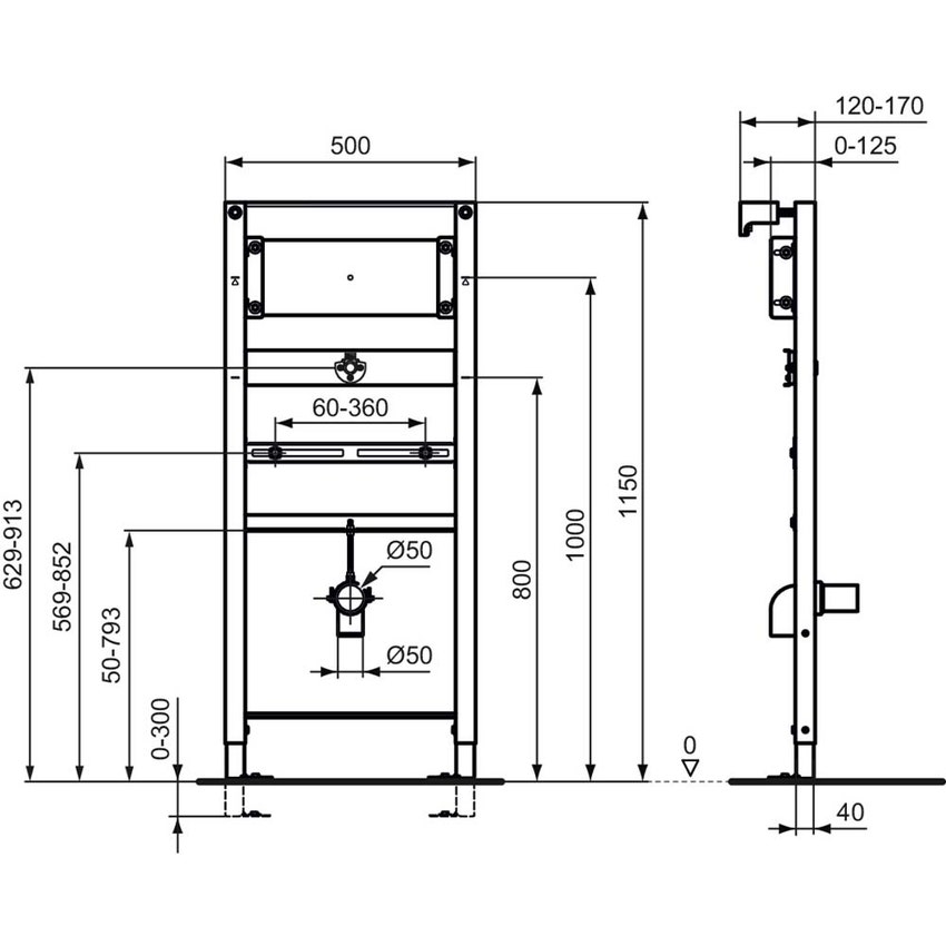Immagine di Ideal Standard PROSYS modulo installazione orinatoio per cartongesso, universale R016367