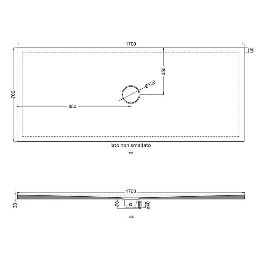 Immagine di Cielo INFINITO NEW piatto doccia rettangolare L.170 P.70 cm, colore lino finitura opaco PD3N70170LN