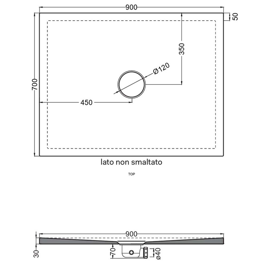 Immagine di Cielo INFINITO NEW piatto doccia rettangolare L.90 P.70 cm, colore bianco finitura lucido PD3N7090