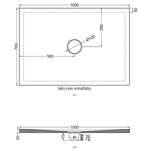 Immagine di Cielo INFINITO NEW piatto doccia rettangolare L.100 P.70 cm, colore bianco finitura lucido PD3N70100