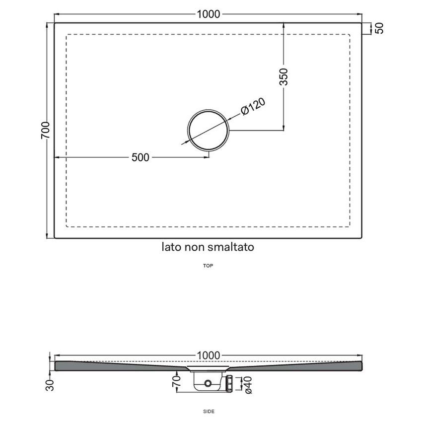 Immagine di Cielo INFINITO NEW piatto doccia rettangolare L.100 P.70 cm, colore bianco finitura lucido PD3N70100