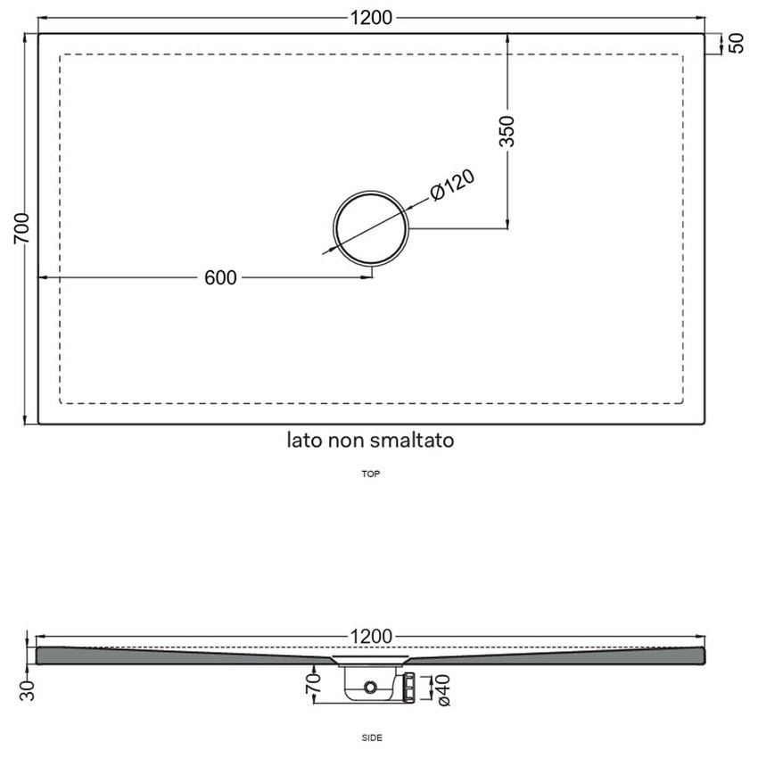 Immagine di Cielo INFINITO NEW piatto doccia rettangolare L.120 P.70 cm, colore bianco finitura lucido PD3N70120