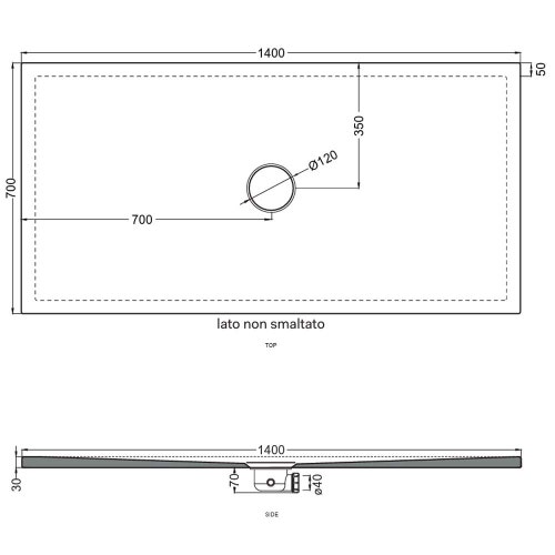 Immagine di Cielo INFINITO NEW piatto doccia rettangolare L.140 P.70 cm, colore bianco finitura lucido PD3N70140