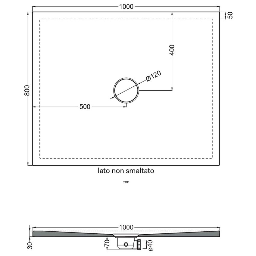 Immagine di Cielo INFINITO NEW piatto doccia rettangolare L.100 P.80 cm, colore bianco finitura lucido PD3N80100