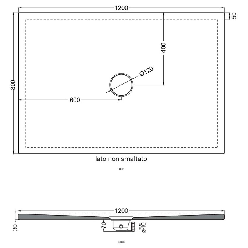 Immagine di Cielo INFINITO NEW piatto doccia rettangolare L.120 P.80 cm, colore bianco finitura lucido PD3N80120