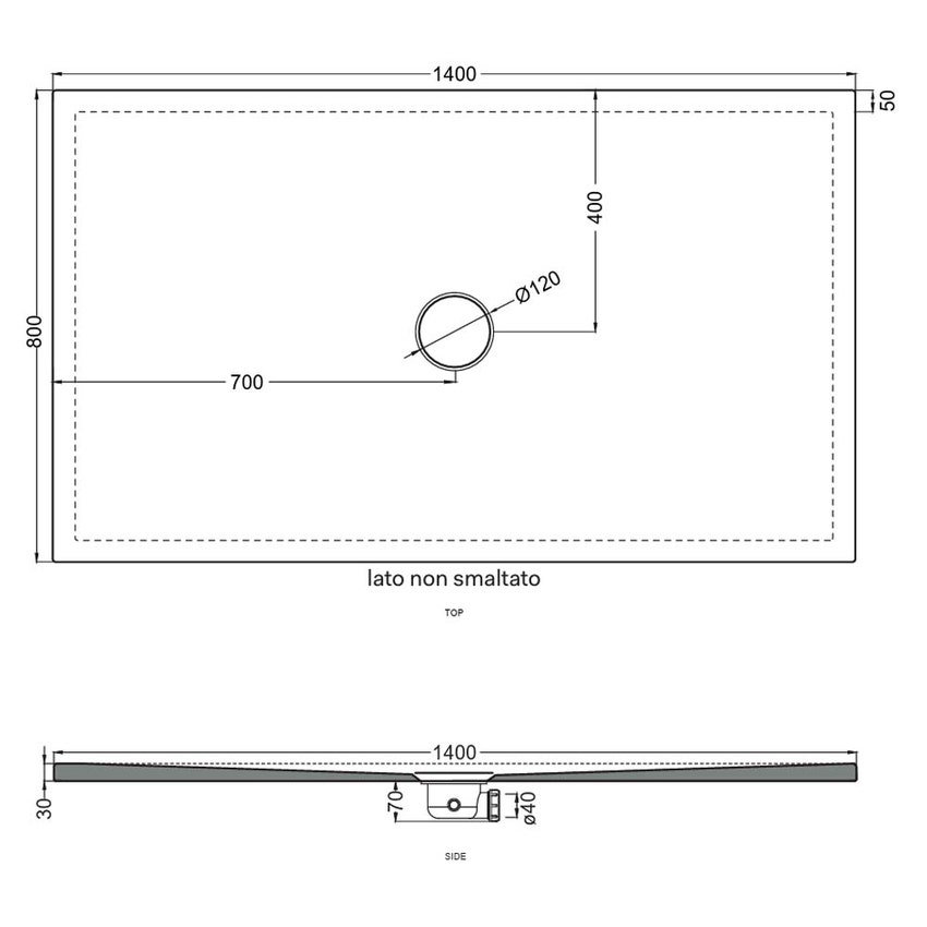 Immagine di Cielo INFINITO NEW piatto doccia rettangolare L.140 P.80 cm, colore bianco finitura lucido PD3N80140
