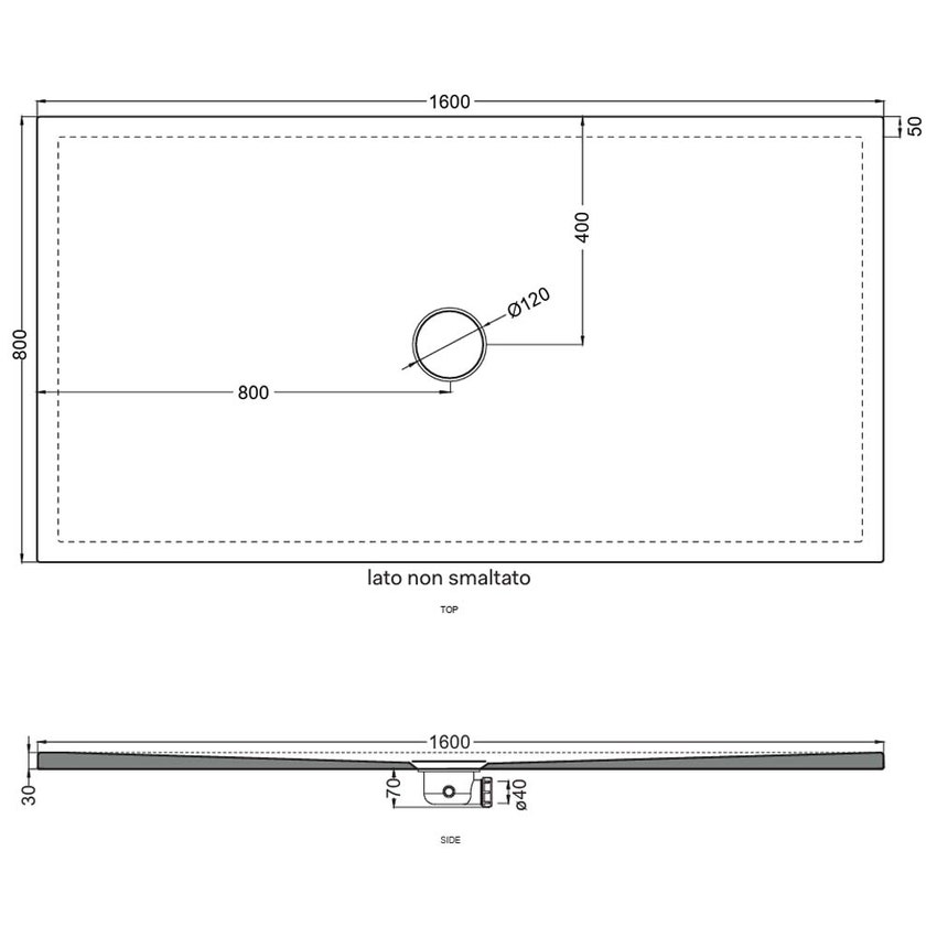Immagine di Cielo INFINITO NEW piatto doccia rettangolare L.160 P.80 cm, colore bianco finitura lucido PD3N80160