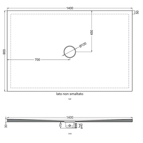 Immagine di Cielo INFINITO NEW piatto doccia rettangolare L.140 P.90 cm, colore bianco finitura lucido PD3N90140