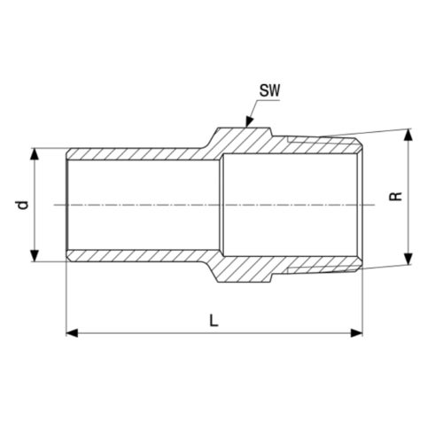 Immagine di Viega SANPRESS raccordo a innesto Ø 15 x 1/2", lucido (acqua) 115418