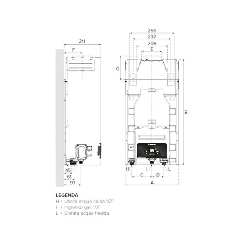 Immagine di Ariston AKROS PLUS X 14 (NG) scaldacqua a gas istantaneo a camera aperta con regolazione elettronica della temperatura dell'acqua, con display digitale 4332013