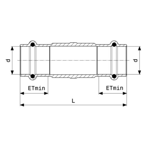 Immagine di Viega  SANPRESS manicotto scorrevole da Ø 15, in bronzo lucido, con sc-contur (acqua) 119485