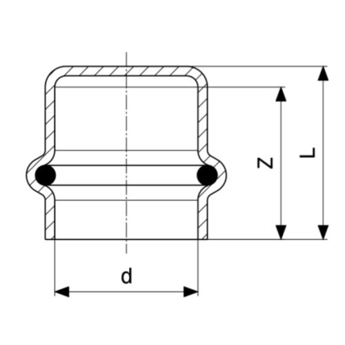 Immagine di Viega PROFIPRESS G cappuccio di Ø 12, di rame lucido con sc-contur (gas) 438722