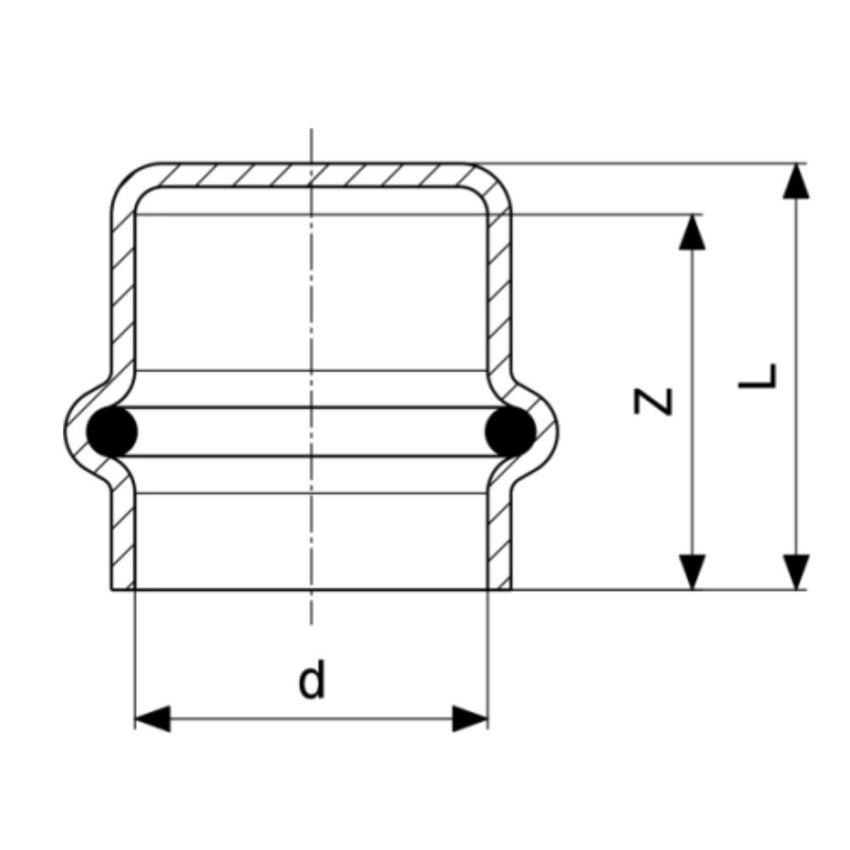 Immagine di Viega PROFIPRESS G cappuccio di Ø 12, di rame lucido con sc-contur (gas) 438722