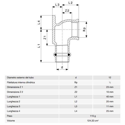 Immagine di Viega PROFIPRESS G gomito a 90° con flangia di Ø 12 x 1/2", in bronzo, con sc-contur (gas) 348076