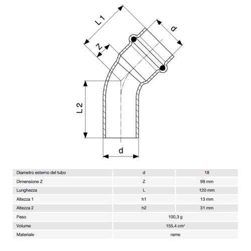 Immagine di Viega PROFIPRESS sorpasso Ø 18, con filetto maschio, rame lucido con sc-contur (acqua) 322335