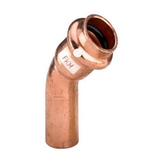 Immagine di Viega PROFIPRESS S curva a 45° di Ø 18, con filetto maschio, in rame lucido con sc-contur (alte temperature) 628369