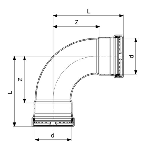 Immagine di Viega PRESTABO XL curva a 90° Ø 76.1 acciaio zincato con sc-contur 597566