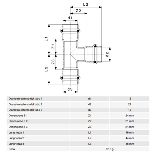 Immagine di Viega PRESTABO raccordo a T Ø 8 x 22 acciaio zincato con sc-contur  558864