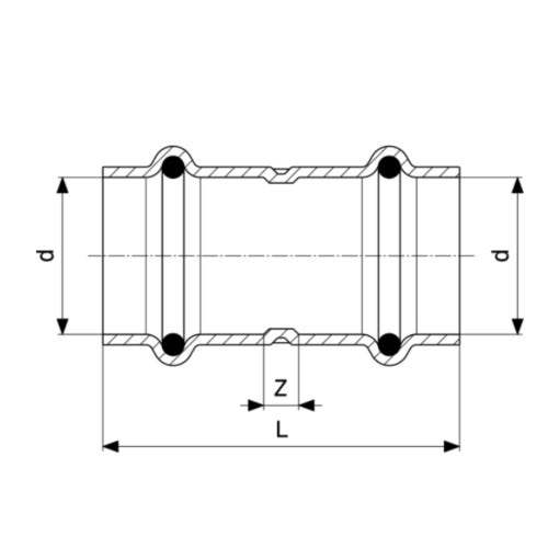 Immagine di Viega PRESTABO manicotto con battente Ø 18 acciaio zincato con sc-contur  557997