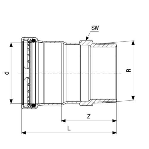 Immagine di Viega PRESTABO XL manicotto Ø 64 x 2" acciaio zincato con sc-contur  629953