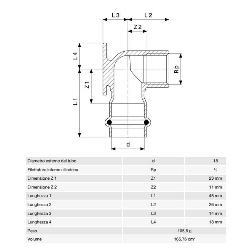 Immagine di Viega SANPRESS INOX gomito a 90° con flangia di Ø 18 x 1/2", di inox lucido con sc-contur (acqua) 437251
