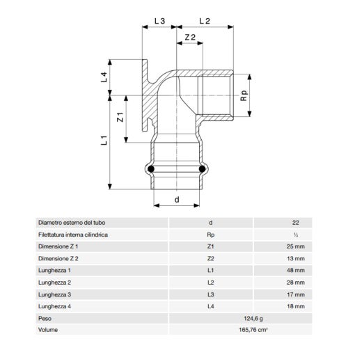 Immagine di Viega SANPRESS INOX gomito a 90° con flangia di Ø 22 x 1/2", di inox lucido con sc-contur (acqua) 437268