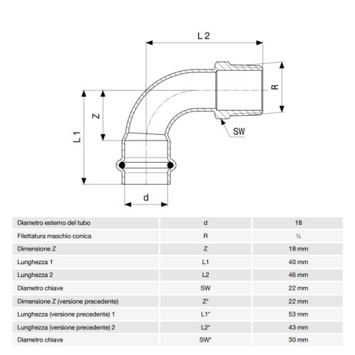 Immagine di Viega PRESTABO curva a 90° Ø 18 x 1/2" acciaio zincato con sc-contur  558420