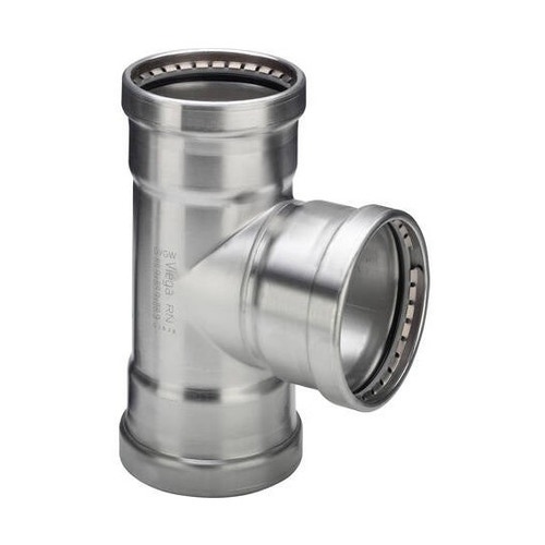 Immagine di Viega SANPRESS INOX XL raccordo a T di Ø 108, di inox lucido con sc-contur (acqua) 482763