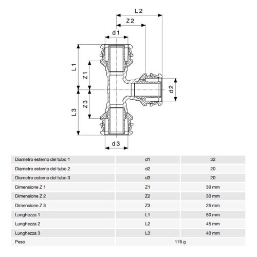 Immagine di Viega RAXOFIX raccordo a T Ø 32 x 20 bronzo al silicio lucido con sc-contur 647438