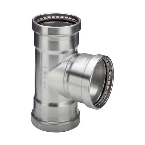 Immagine di Viega SANPRESS INOX XL raccordo a T di Ø 76 x 35, di inox lucido con sc-contur (acqua) 483029