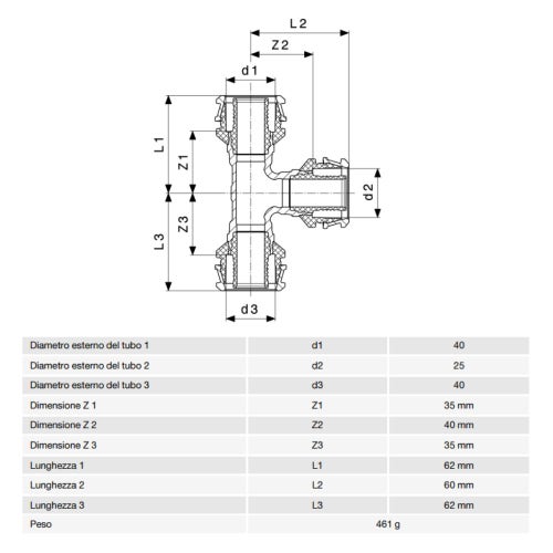 Immagine di Viega RAXOFIX raccordo a T Ø 40 x 25 bronzo al silicio lucido con sc-contur 647506