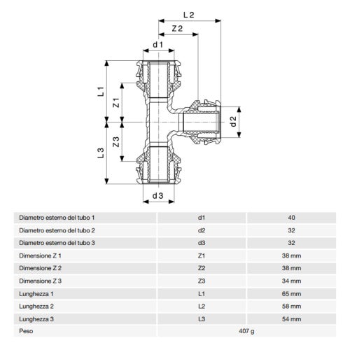 Immagine di Viega RAXOFIX raccordo a T Ø 40 x 32 x 32 bronzo al silicio lucido con sc-contur 647513