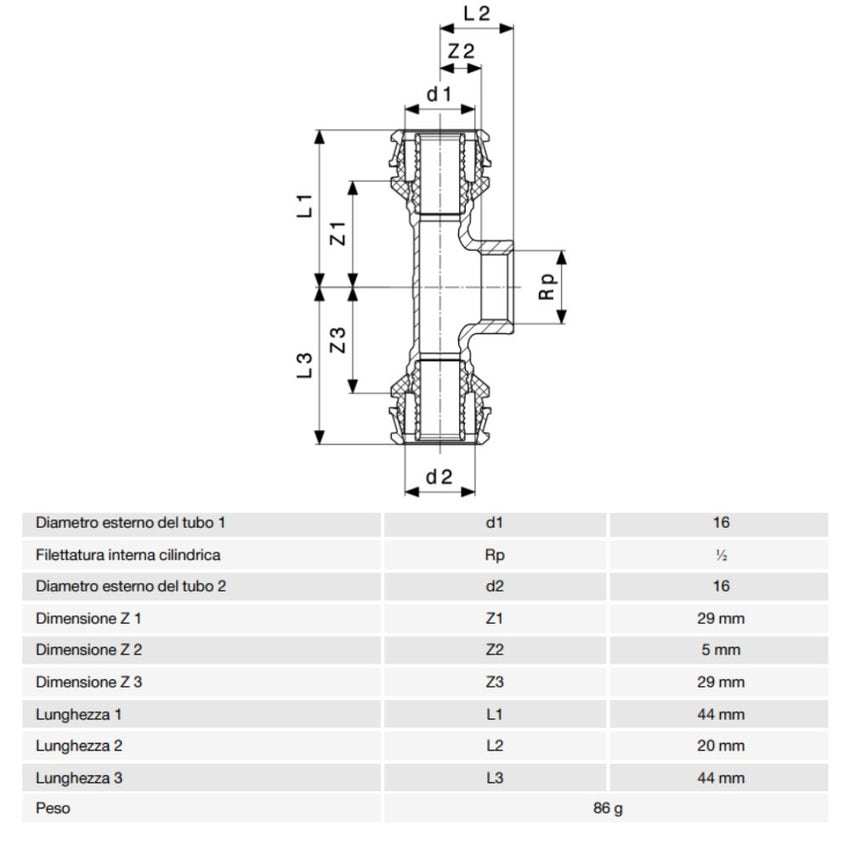 Immagine di Viega RAXOFIX raccordo a T Ø 16 x 1/2" bronzo al silicio con sc-contur  647124